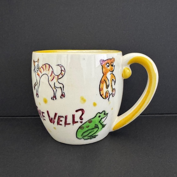 Vintage NASCO Cat Mystery Mug "What's at the bottom of the well?" 1950s RARE - Picture 2 of 7
